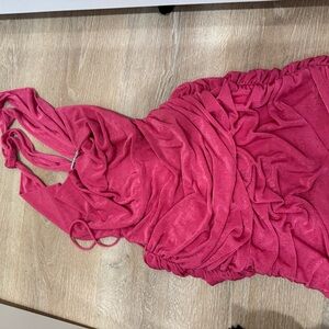 Elegant Pink Ruched Dress